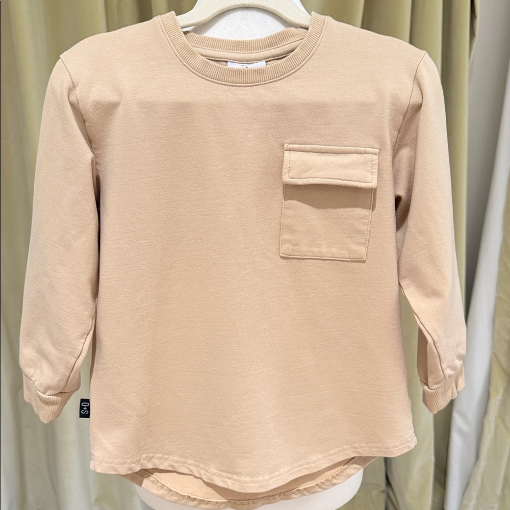 Olive + Scout - Boys Cozy Beige Tan Long Sleeve Shirt - Size: 5T